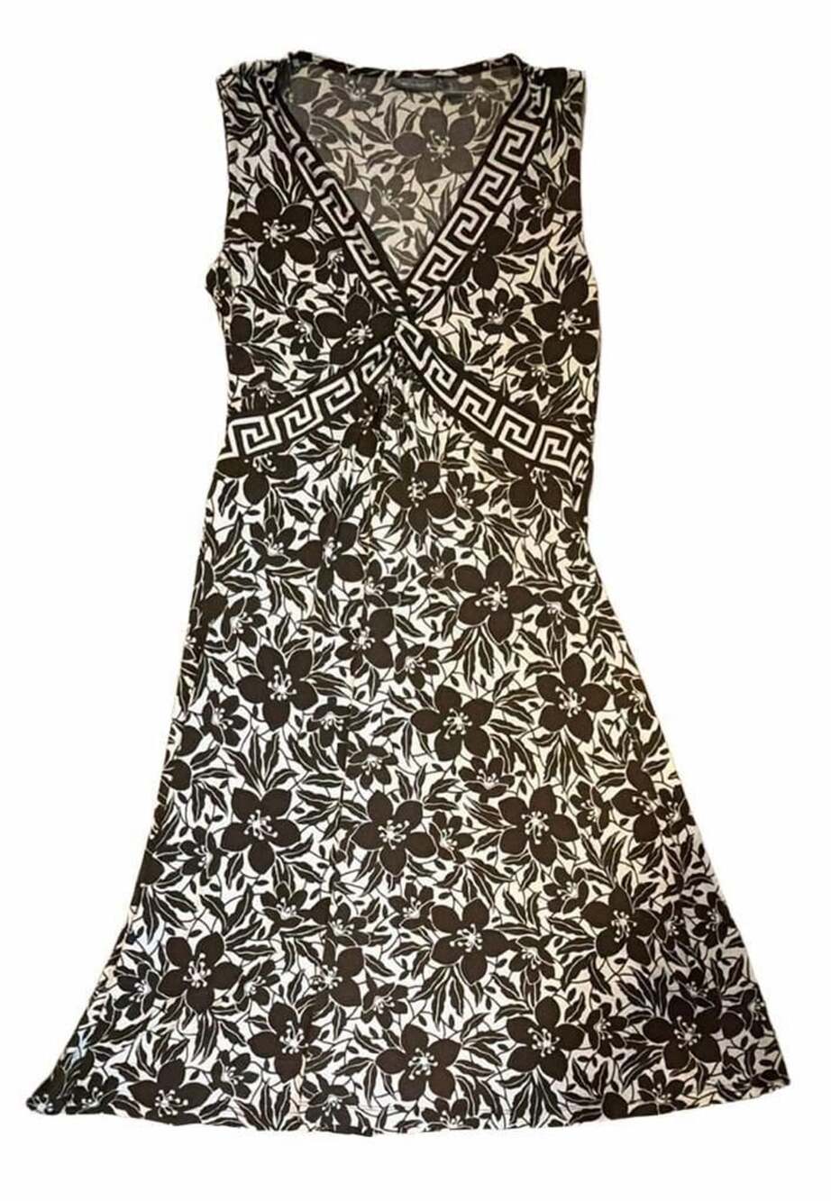 Apt. 9 Dress Size S Black White Floral Sleeveless Tie-Back